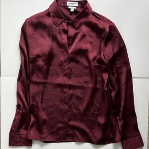 Express - Satin Portofino Blouse - Burgundy - Women’s Small